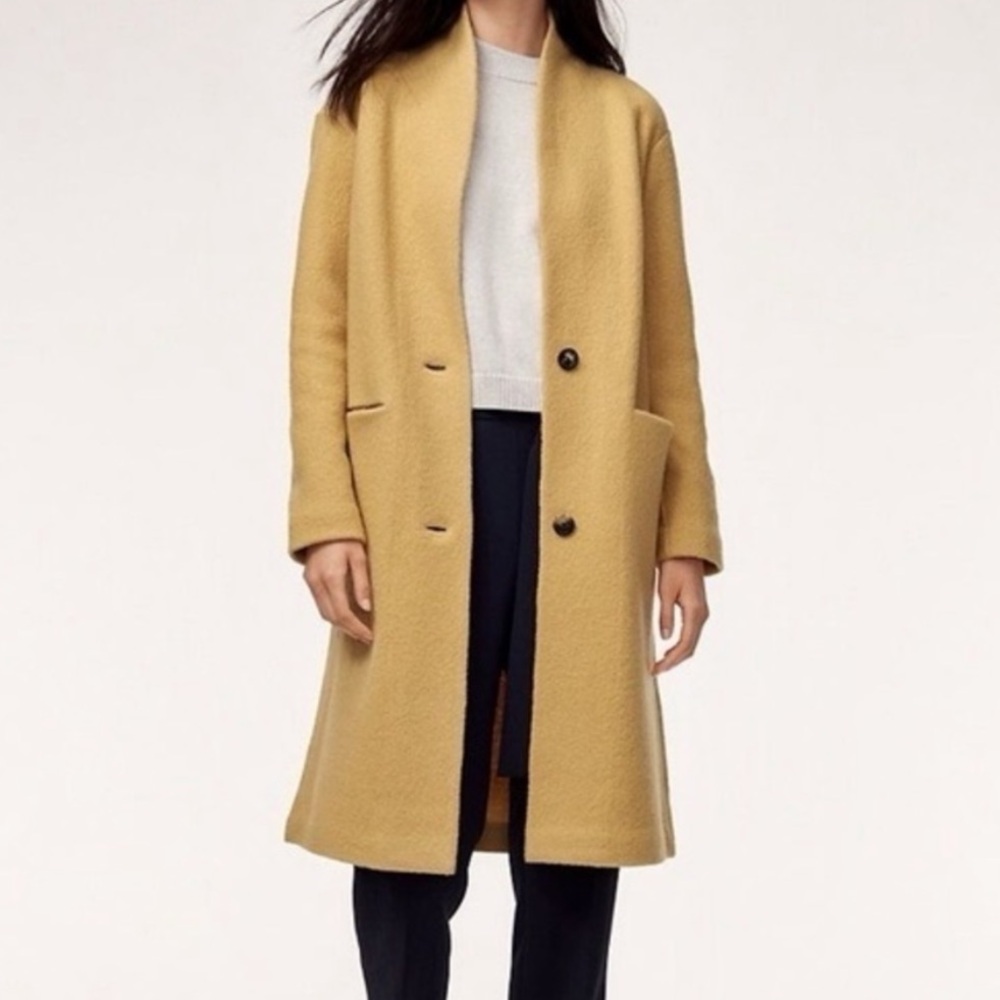 Aritzia Wilfred Dujardin sweater coat in mustard yellow
